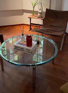 意式极简钢化玻璃茶几Horst Brüning Coffee Table 大理石咖啡桌
