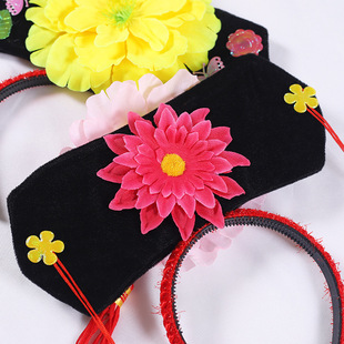 格格帽旗头发箍儿童中国风宫女头饰头花汉服旗袍配饰发卡发饰