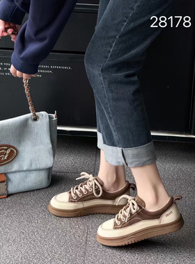2024网红韩版休闲英伦透气潮流百搭软底软面四季通用复古鞋28178