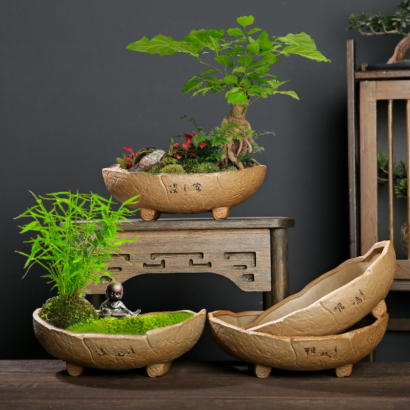 陶瓷粗陶古典盆栽盆景盆