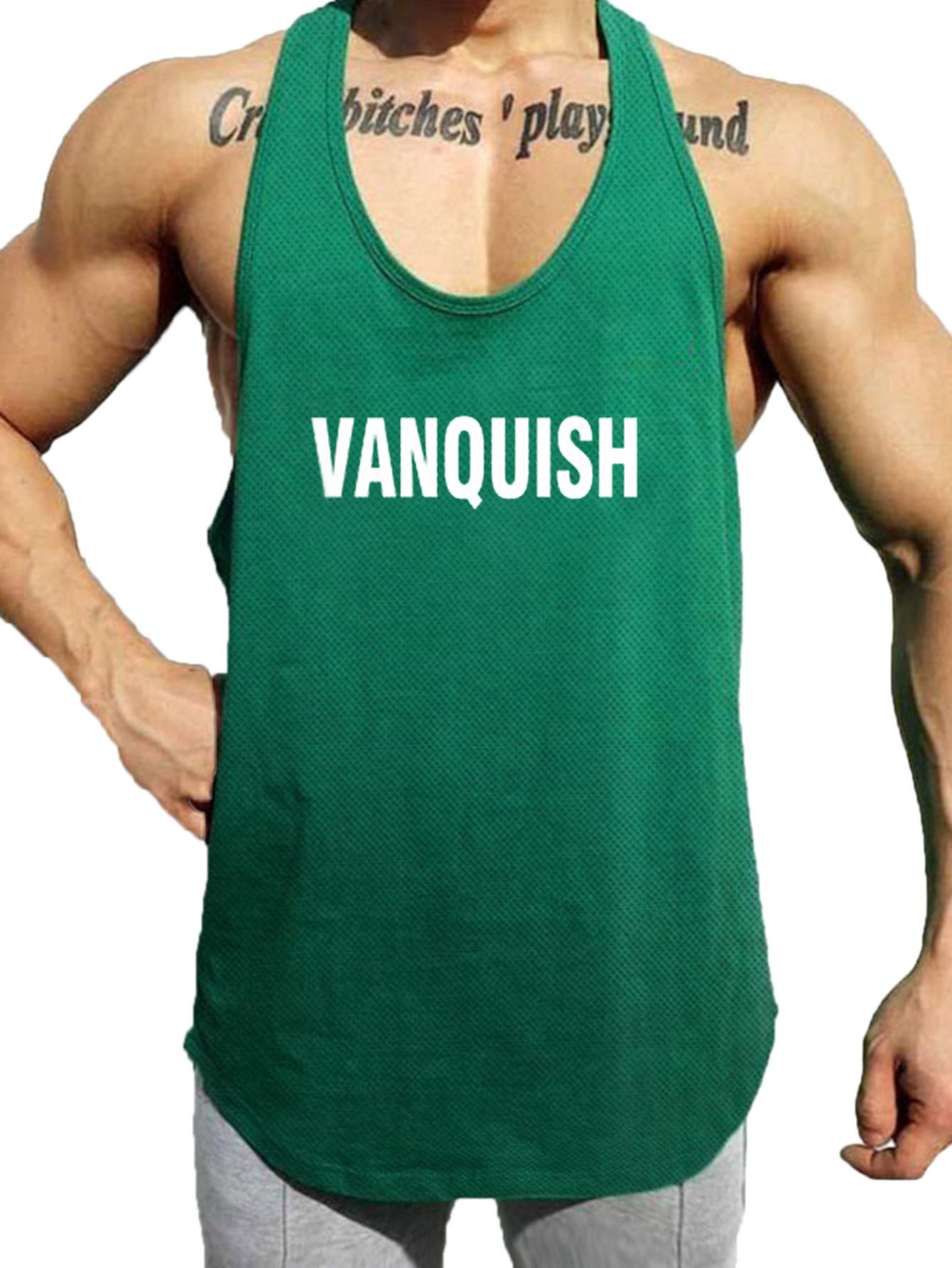 vqfit欧美健体肌肉男健美健身运动背心网孔速干透气工字背心