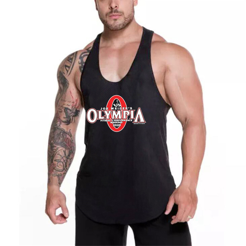 奥林匹亚健体健美先生健身背心男 网眼宽松速干工字背运动训练服