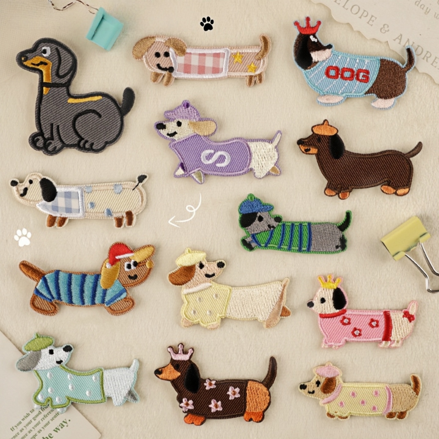 腊肠狗刺绣布贴卡通小狗修补丁贴