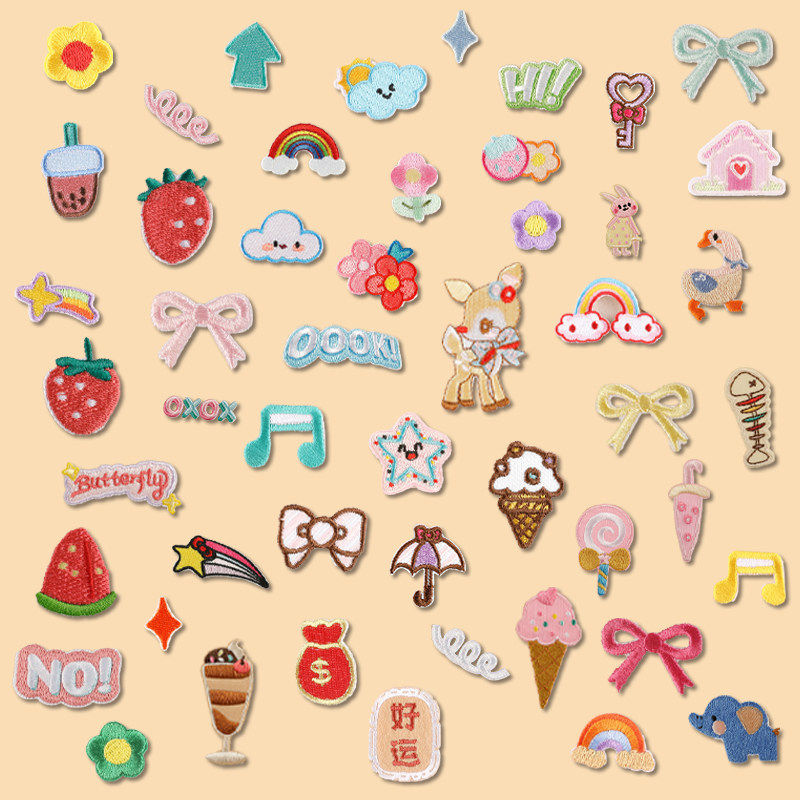 小号卡通衣服补丁贴自粘免缝羽绒服装饰修补贴布diy配饰刺绣布贴