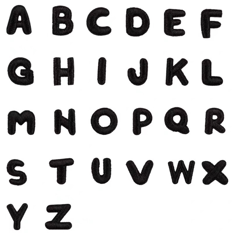 1厘米迷你衣服装饰补丁贴可缝小号黑色英文字母熨烫刺绣布贴布diy