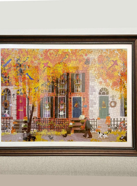 邻里之秋拼图框50.8*68.6裱框1000片50.8*50.8圣诞拼图75*50*70框