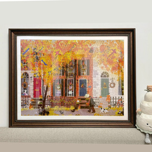 邻里之秋拼图框50.8*68.6裱框1000片50.8*50.8圣诞拼图75*50*70框