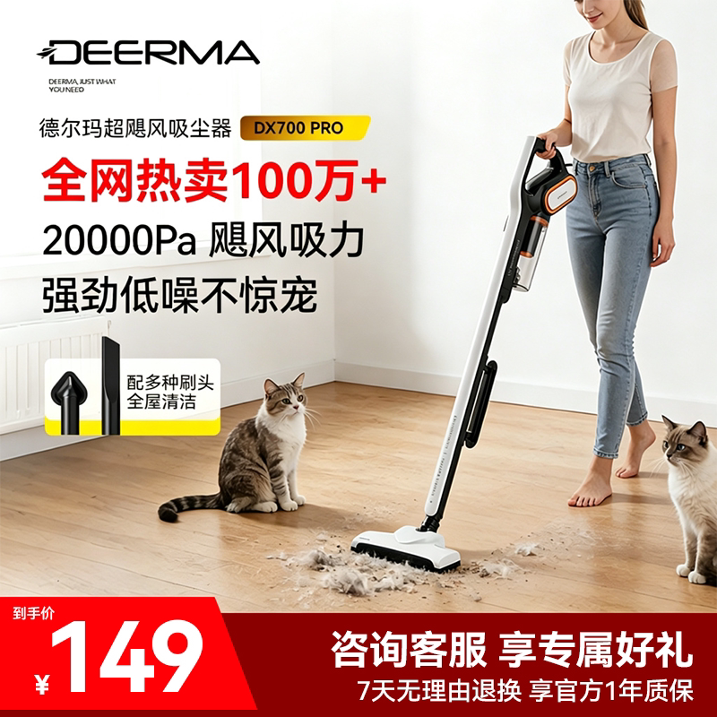 德尔玛吸尘器家用大吸力手持式吸猫毛小型非静音强力车载大功率