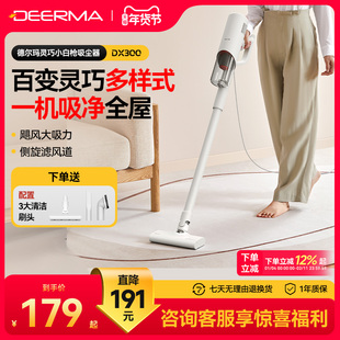 德尔玛吸尘器家用小型大吸力手持猫毛地毯除尘大功率轻量型随手吸