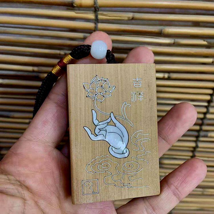 特色工艺术品吉祥如意印度老山檀香木老料手工镶嵌天然贝壳银丝