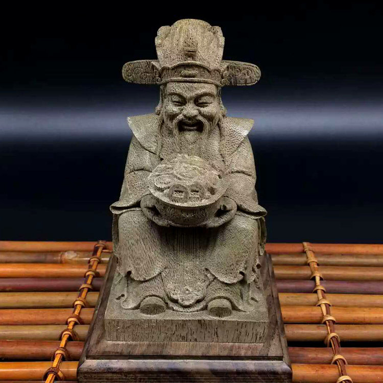沉香木雕文财神爷佛像摆件招财办公室店铺开业乔迁礼品工艺品批发