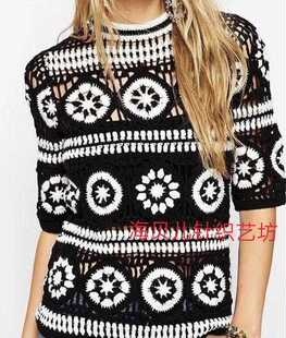 女淑女气质轻熟潮流上衣 镂空手钩针织套衫 2019秋季 新款