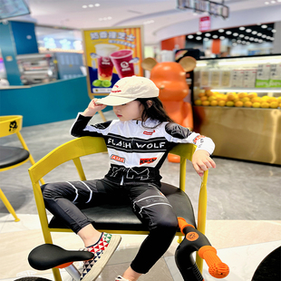 FLASHWOLF 夏季平衡车儿童骑行服速干运动长套装自行车表演赛车服