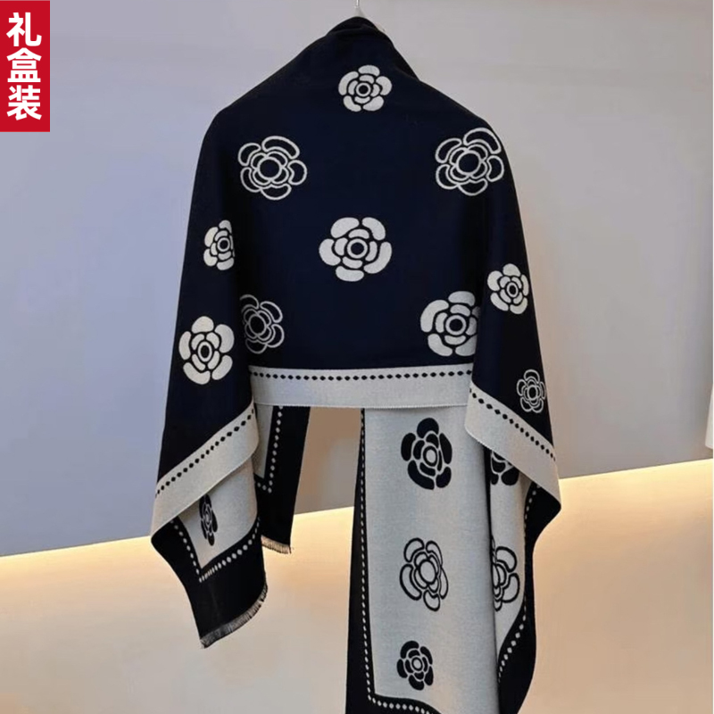 礼盒100%羊绒围巾秋冬百搭款加厚保暖格子围脖女披肩冬季生日礼物