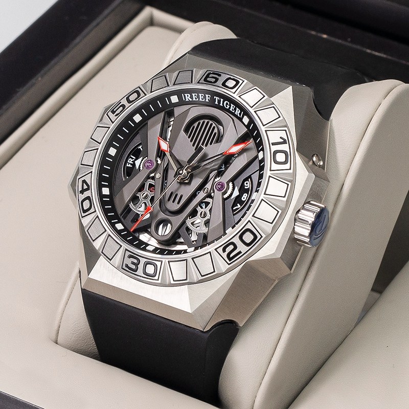 瑞夫泰格全自动机械男表镂空多功能防水夜光大表盘霸气休闲男手表