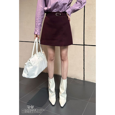 极简风羊毛A字显瘦短裙