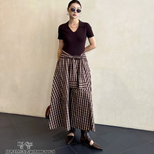 时尚 .特价 秋冬26026女装 SUI欧韩2025新款 格子拼接针织连衣裙