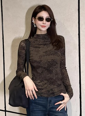 特价DI-SUI欧韩2025秋冬新女装26550复古港风植绒半高领打底小衫