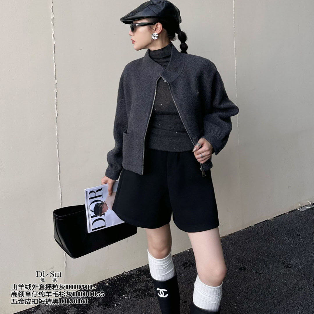 定制DI-SUI欧货2025秋冬新款女装10501极简风山羊绒摇粒短外套,女装/女士精品,短外套,淘宝优惠券,粉丝福利购,淘宝优惠卷
