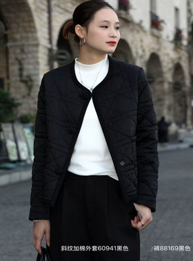 定制S Jayova秋冬欧韩站FMF2025新款女装60941圆领斜纹夹棉外套