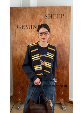 FMF欧货2025新款女装S Jayova秋冬22203休闲图案卫衣带披肩