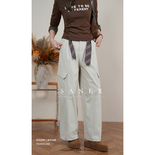 特价SANER欧洲站2025新款824042秋冬时尚复古领带工装宽松休闲裤