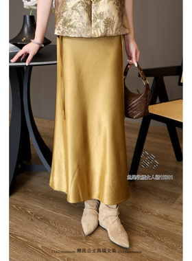 特价FMF欧货2025女装S Jayova秋冬15301鱼尾丝滑缎面优雅半身裙