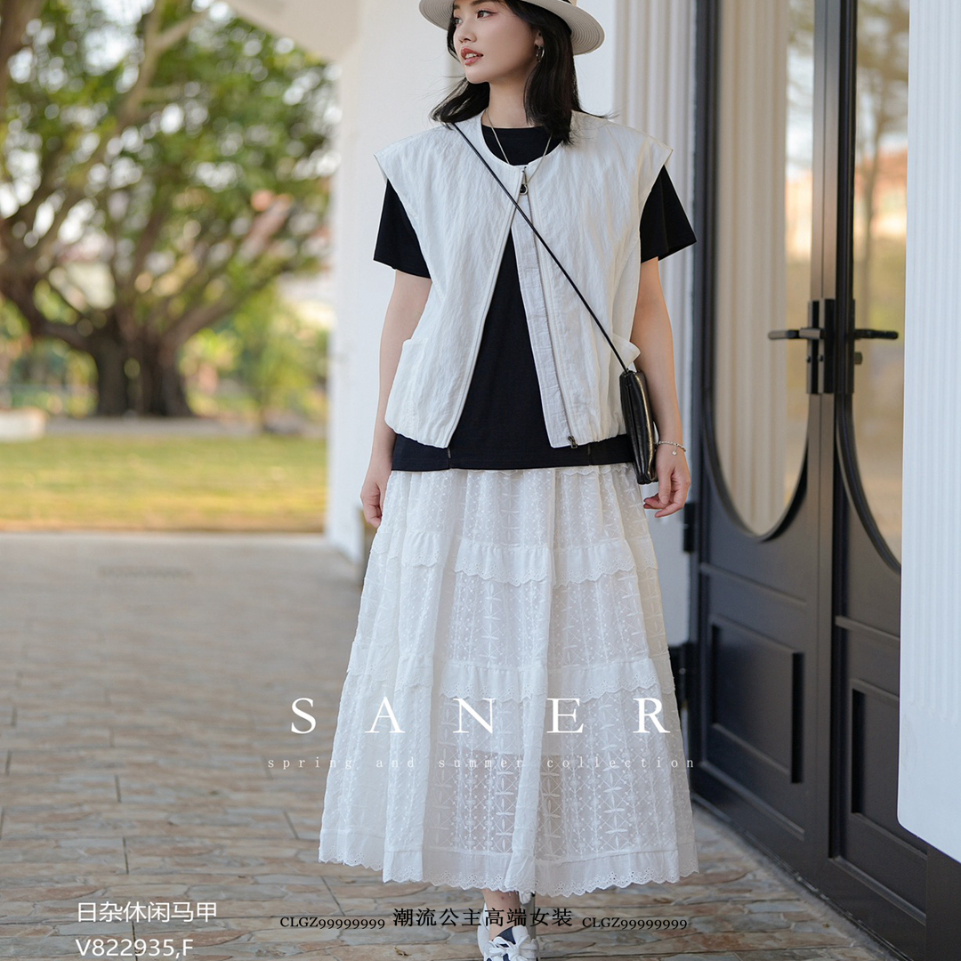 特价SANER潮流2025无袖马甲宽松圆领口袋设计小众上衣822935