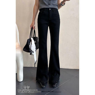 现货特价DI-SUI欧韩2025新款秋冬03020女高腰小脚刺绣微喇牛仔裤