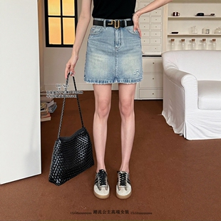03541法式 特价 202欧洲站夏季 SUI女装 韩系小众设计感牛仔裙