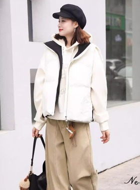 特价定制FMF欧韩2025新女装S Jayova秋冬34701时尚拼色白鹅绒马甲