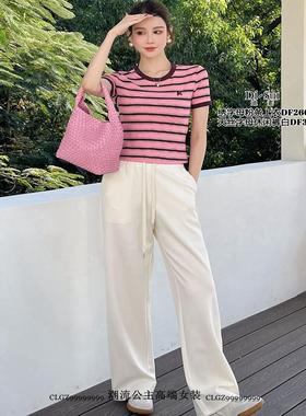 现货特价DI-SUI女装26016Y条纹短袖T恤女2025夏季短款上衣小清新