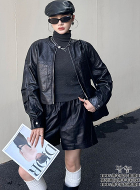定制DI-SUI欧洲站2025秋冬新款女装05019显瘦帅气机车皮短款外套
