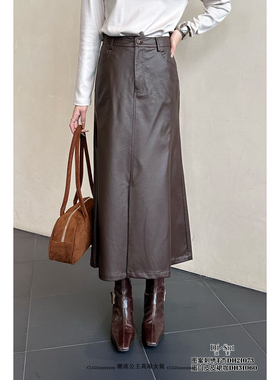 特价DI-SUI欧洲站2025秋冬新款女装31060质感蛋白皮半身长裙