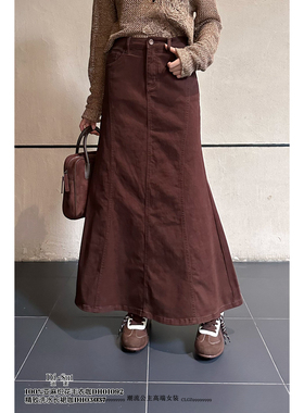 特价DI-SUI正品2025秋新款女装03037精致洗水鱼尾裙摆高级半身裙