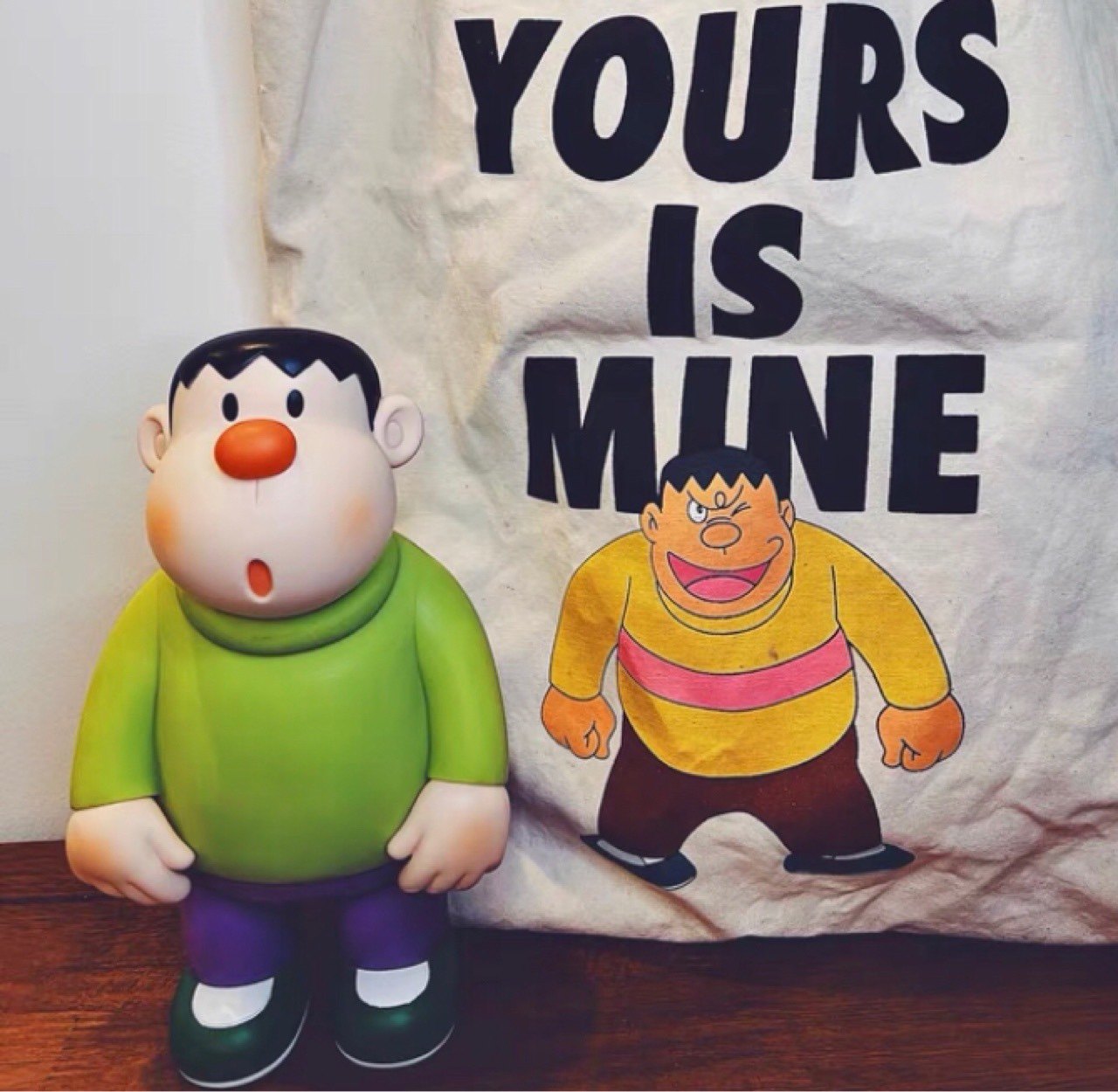 超萌哆啦a梦胖虎初登场版潮玩搪胶公仔桌面装饰卡通人偶摆件礼物