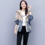 Mùa thu 2019 mới của phụ nữ phiên bản Hàn Quốc của chiếc áo khoác denim denim trùm đầu thời trang màu sắc phù hợp với đoạn dài áo khoác giản dị - Trench Coat áo khoác lông nữ