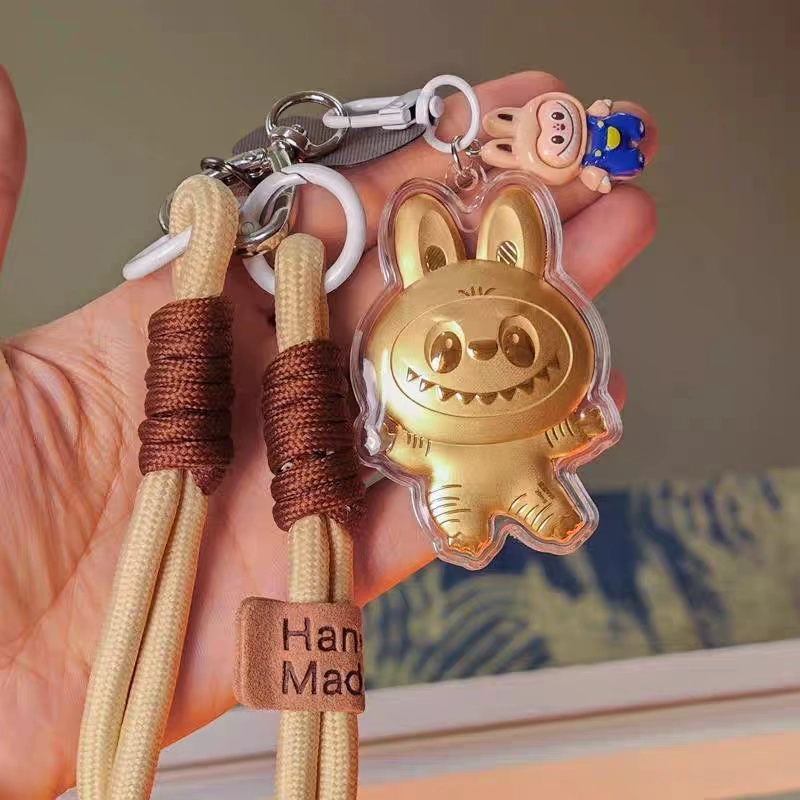 爆款labubu拉布布黄金手机挂件钥匙扣包包挂件送女友闺蜜礼物