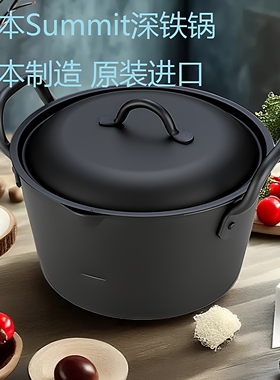日本Summit铁锅深型炖锅汤锅饭锅油炸锅燃气电磁炉通用日本制造