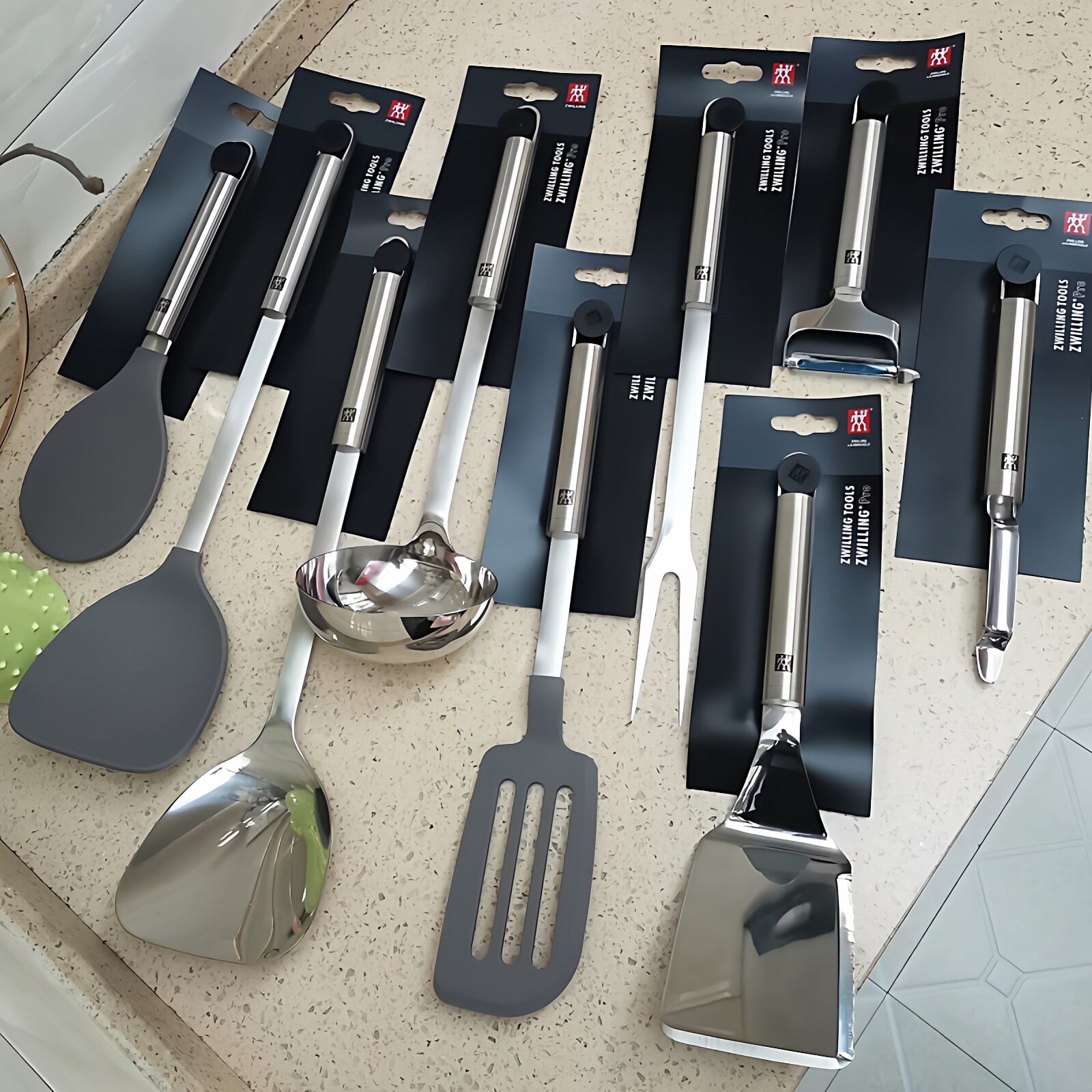 现货德国双立人不锈钢锅铲 汤勺 饭勺 削皮刀 煎铲 硅胶铲 肉叉