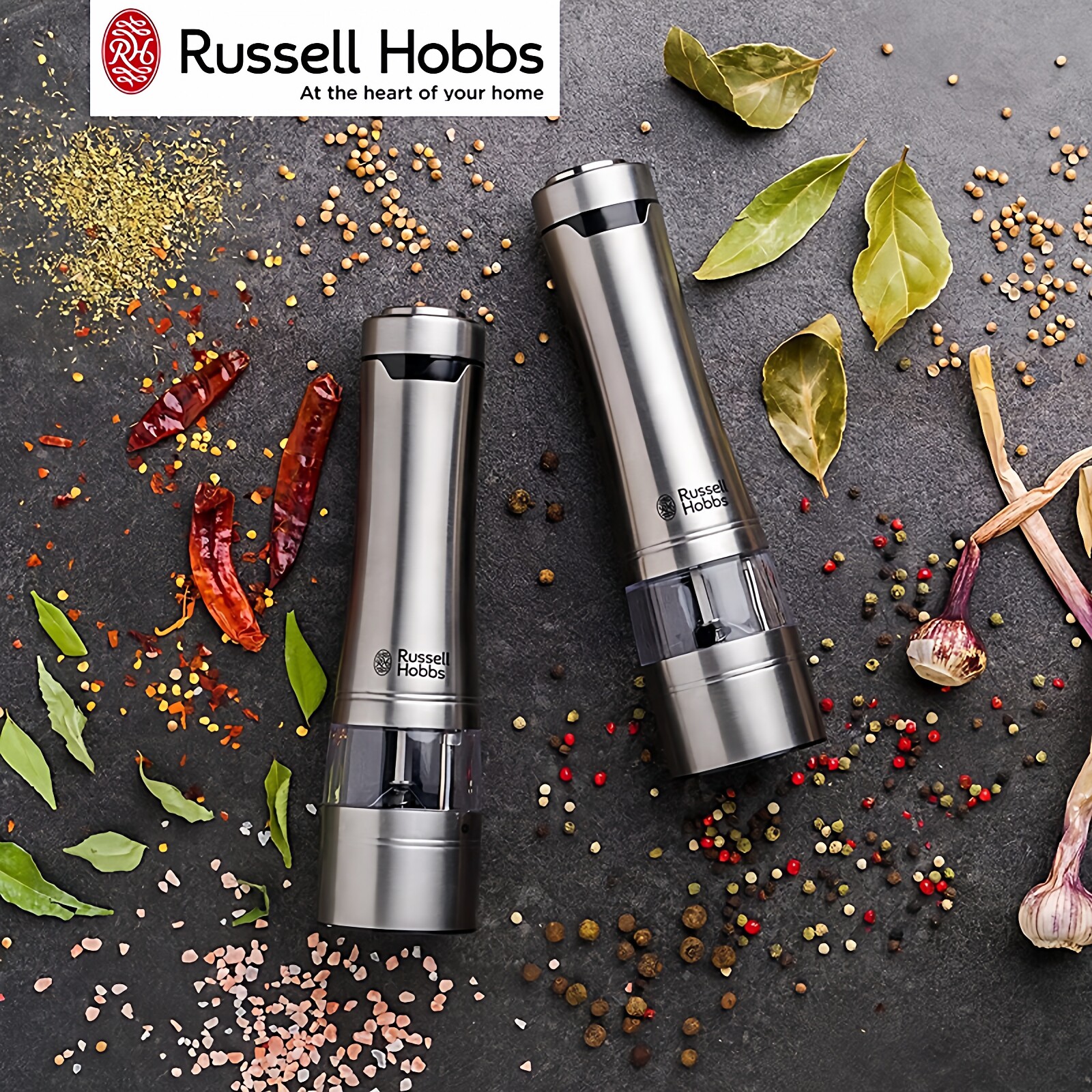 英国进口Russell Hobbs领豪不锈钢电动胡椒研磨器海盐花椒研磨器