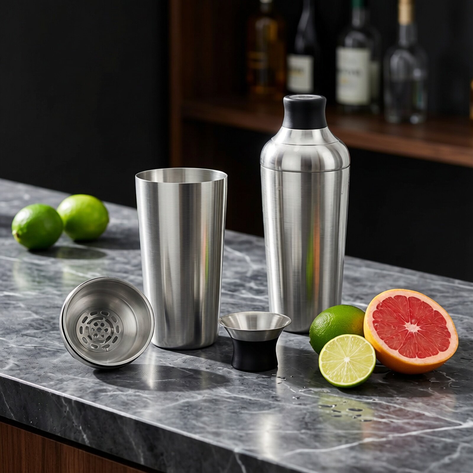 美国OXO不锈钢调酒器套装手摇雪克杯鸡尾酒调酒器摇酒器量酒杯