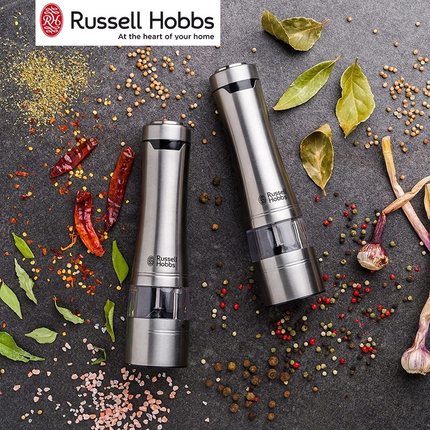 英国进口Russell Hobbs领豪不锈钢电动胡椒研磨器海盐花椒研磨器