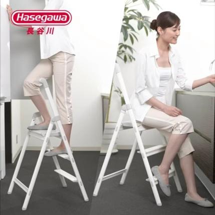 日本进口长谷川梯子铝合金单扶手梯家用踏台梯凳创意可折叠梯