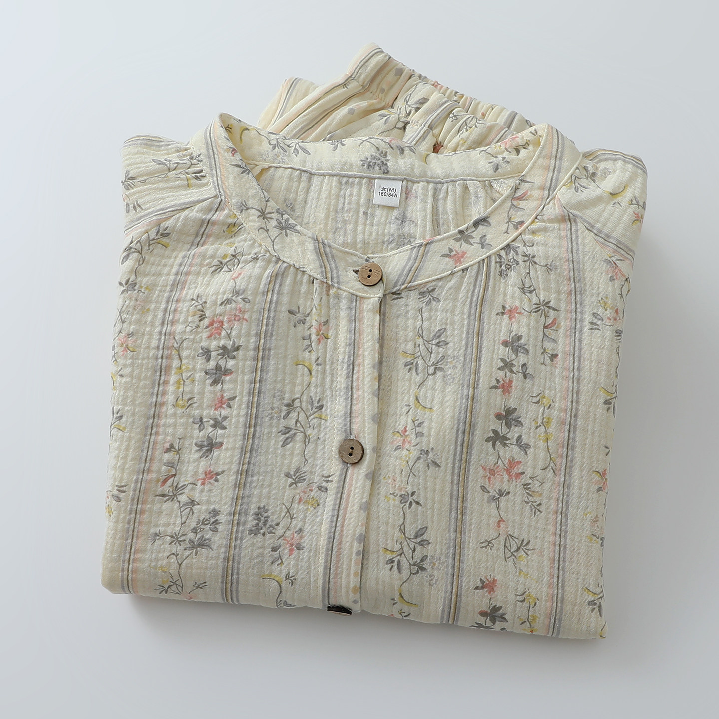 条纹碎花立领睡衣套装女士纯棉纱开衫收口长袖长裤家居睡眠服薄款,女士内衣/男士内衣/家居服,睡衣/家居服套装,淘宝优惠券,粉丝福利购,淘宝优惠卷