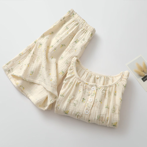 短裤可外穿卡通空调纯棉纱睡眠服