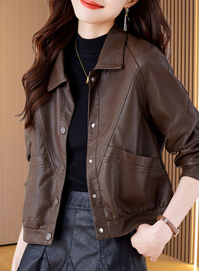 皮衣外套女春秋款2025新款显瘦气质休闲短款pu橡菲小皮夹克上衣