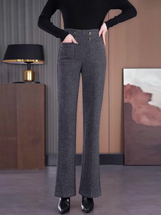 新款羊毛呢直筒裤女秋冬女裤2025年时尚洋气休闲女士显瘦筒喇裤子