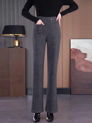 新款羊毛呢直筒裤女秋冬女裤2025年时尚洋气休闲女士显瘦筒喇裤子