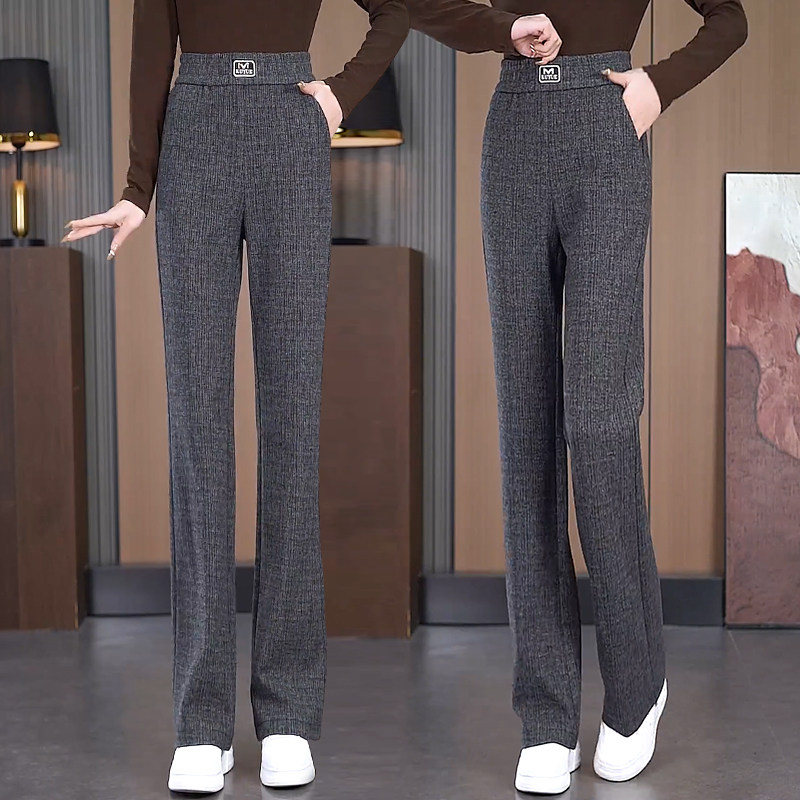 灰色微喇裤女2025春秋季新款松紧腰修身显瘦垂感休闲喇叭裤子,女装/女士精品,休闲裤,淘宝优惠券,粉丝福利购,淘宝优惠卷